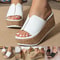Women Wedge Slippers With Leather Upper And Platform Sole For Beach And Casual Summer Wear 0