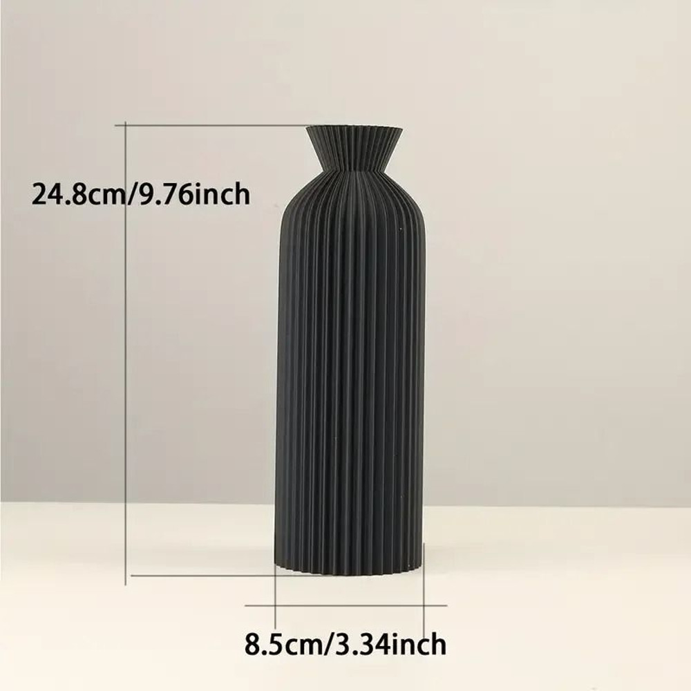 Black Plastic Decorative Vase With Boho Chic Design For Home Office And Living Room Decor 4