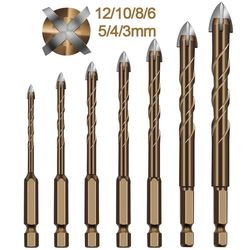 triangle alloy drill bit set for tile cement glass ceramic metal and wood in multiple sizes