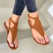 Women Flat Sandals With Belt Buckle Strap And PU Leather Design For Casual Summer Wear 2