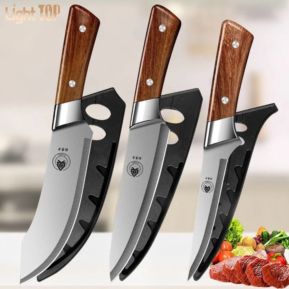 Japanese Style Butcher Knife For Meat Fish And Vegetable Cutting With Multifunction Chef Design 0