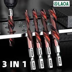 laoa hex shank tap drill bit set with cobalt hss for screw thread cutting and drilling
