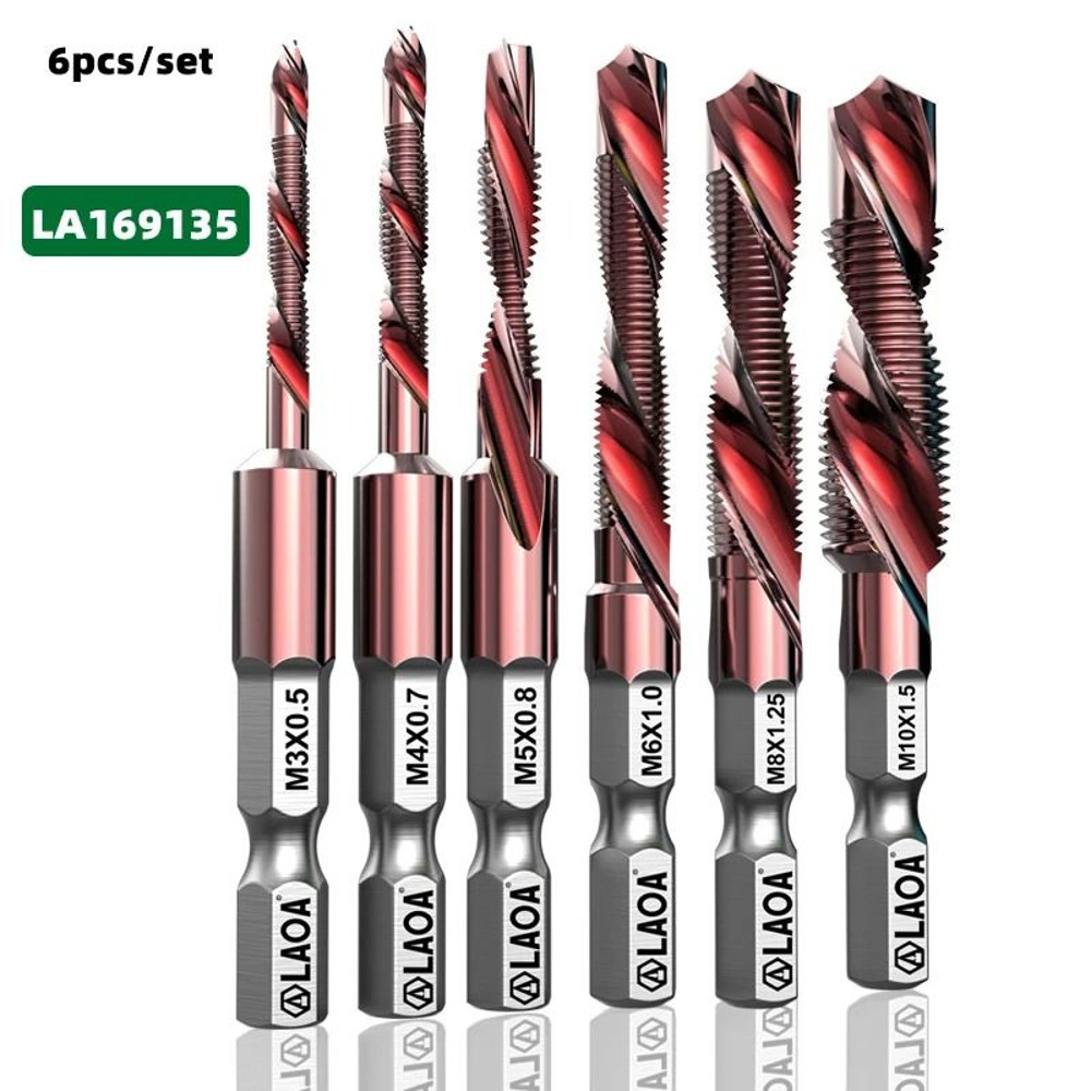 LAOA Hex Shank Tap Drill Bit Set With Cobalt HSS For Screw Thread Cutting And Drilling 12