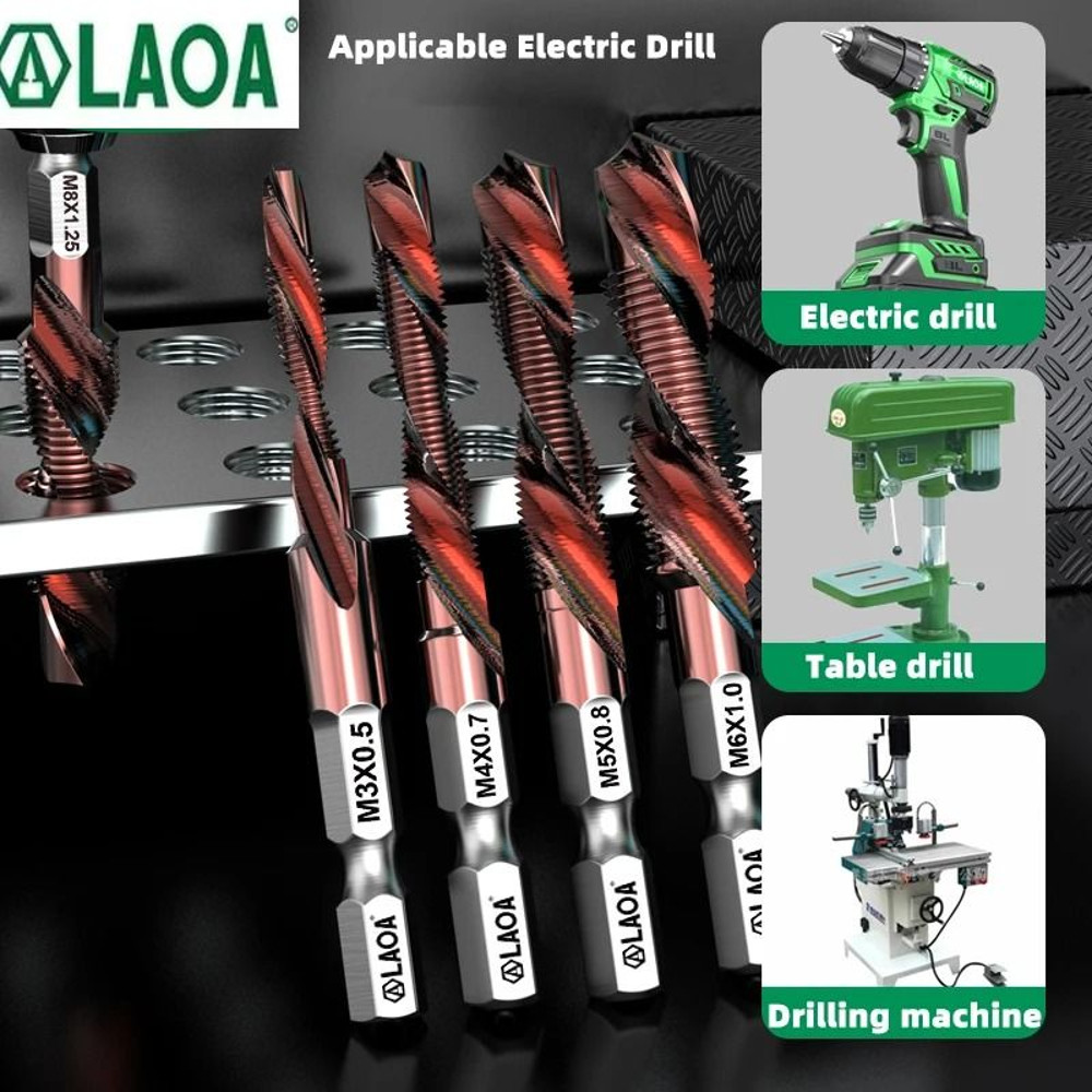 LAOA Hex Shank Tap Drill Bit Set With Cobalt HSS For Screw Thread Cutting And Drilling 2