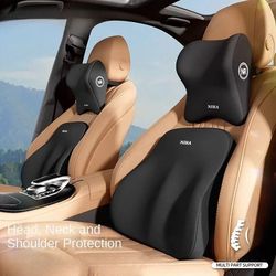 memory foam car lumbar and neck support pillow for universal backrest relief