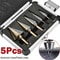 5 Piece Step Drill Bit Set With Cobalt Titanium Coating For Multi Size Hole Cutting In Metal Wood A 0