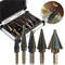 5 Piece Step Drill Bit Set With Cobalt Titanium Coating For Multi Size Hole Cutting In Metal Wood A 1
