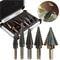 5 Piece Step Drill Bit Set With Cobalt Titanium Coating For Multi Size Hole Cutting In Metal Wood A 1