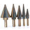 5 Piece Step Drill Bit Set With Cobalt Titanium Coating For Multi Size Hole Cutting In Metal Wood A 4