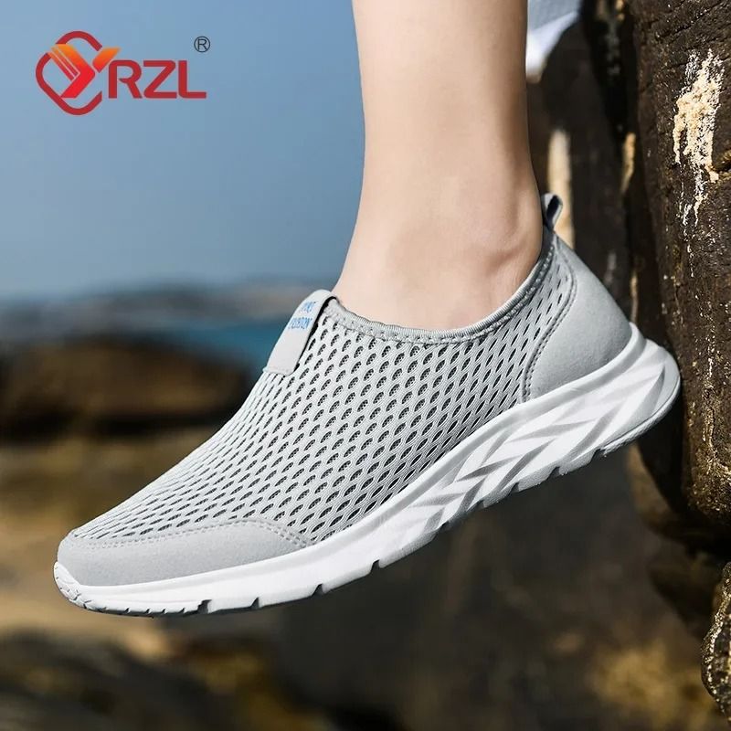 YRZL Mens Breathable Mesh Sneakers Lightweight Casual Outdoor Walking Non Slip Loafers In Plus Size 4