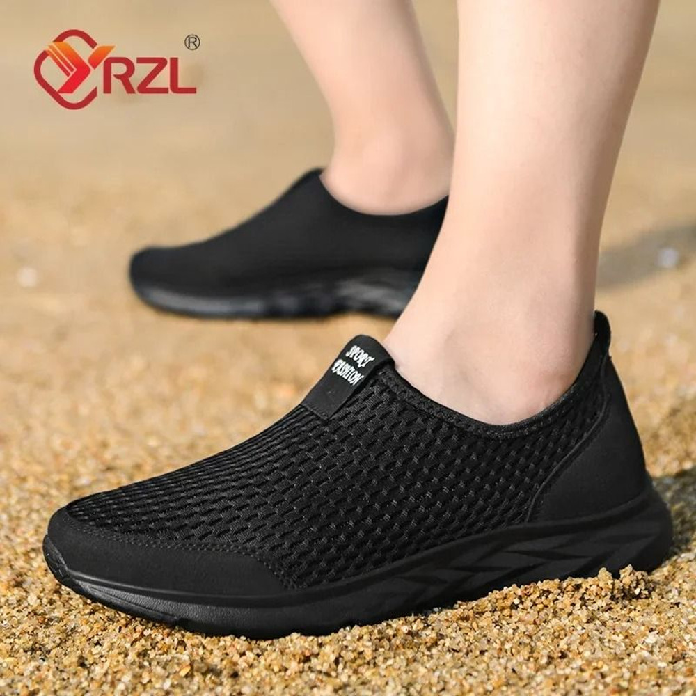 YRZL Mens Breathable Mesh Sneakers Lightweight Casual Outdoor Walking Non Slip Loafers In Plus Size 5