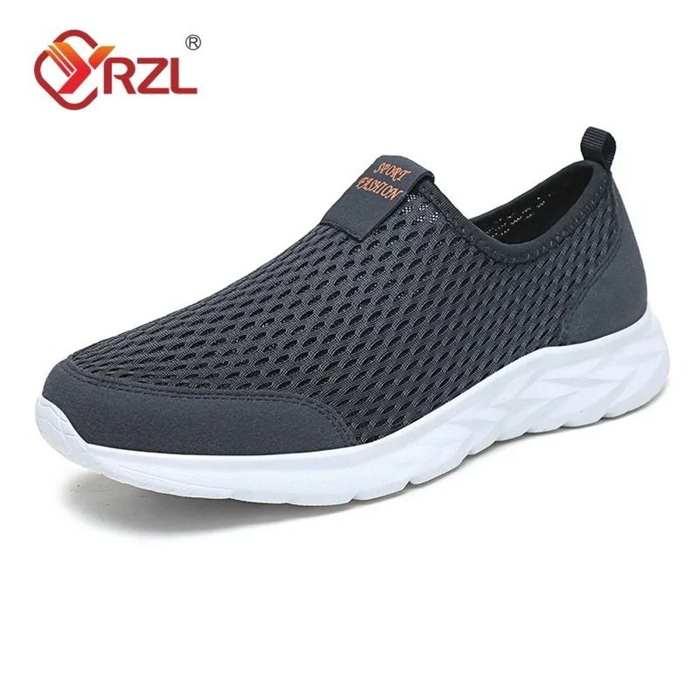 YRZL Mens Breathable Mesh Sneakers Lightweight Casual Outdoor Walking Non Slip Loafers In Plus Size 6