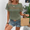 Womens Summer Casual Short Sleeve Blouse Loose Fit Hollow Out Solid Color Lightweight Shirt Top 6