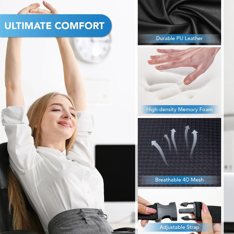 Lumbar Support Memory Foam Back Cushion For Car Office And Wheelchair 3