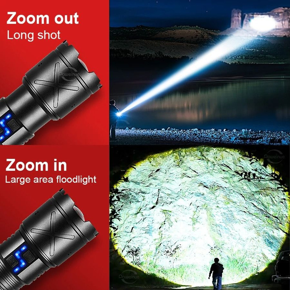 Rechargeable Ultra Bright LED Flashlight With Zoom USB Charging Waterproof Tactical Torch For Outdo 5