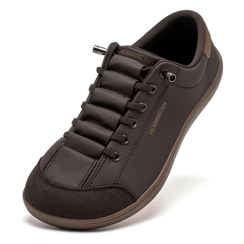 Unisex Wide Toe Barefoot Leather Sneakers With Adjustable Fit Slip On Design For Walking And Casual 6