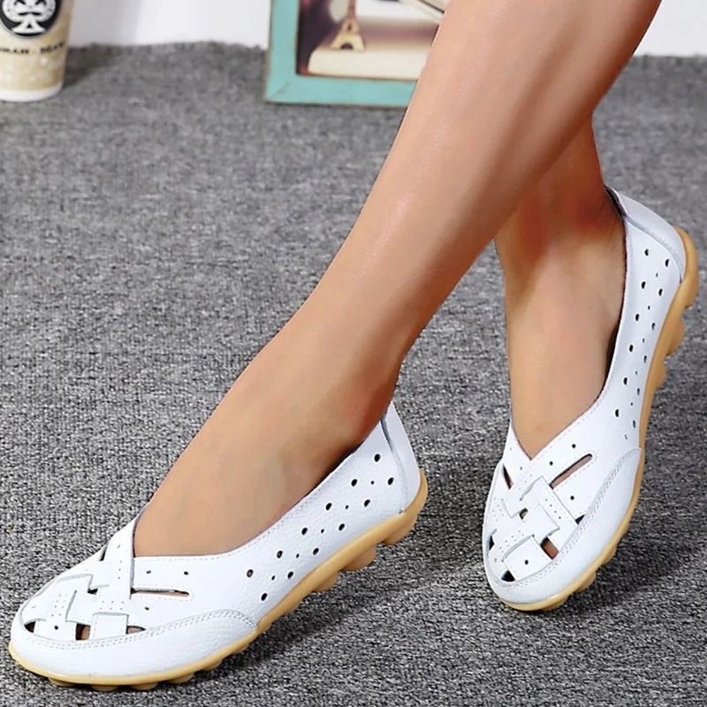 Soft Leather Slip On Loafers For Women Breathable Summer Flat Shoes For Nursing Casual Comfort And 4