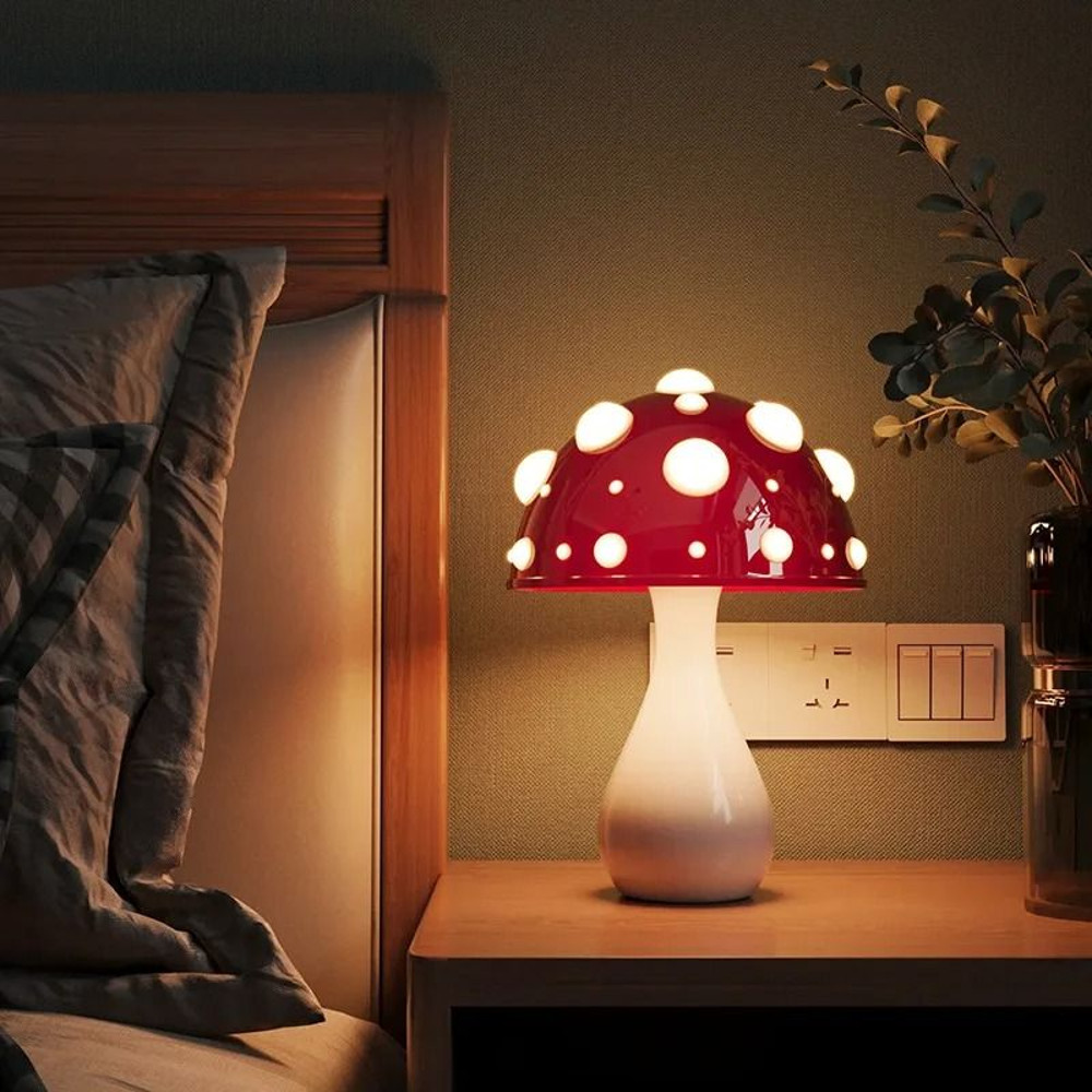 Shiitake Mushroom LED Desk Lamp With USB Or AC Power Tricolor Lighting Biomimetic Night Light For H 0