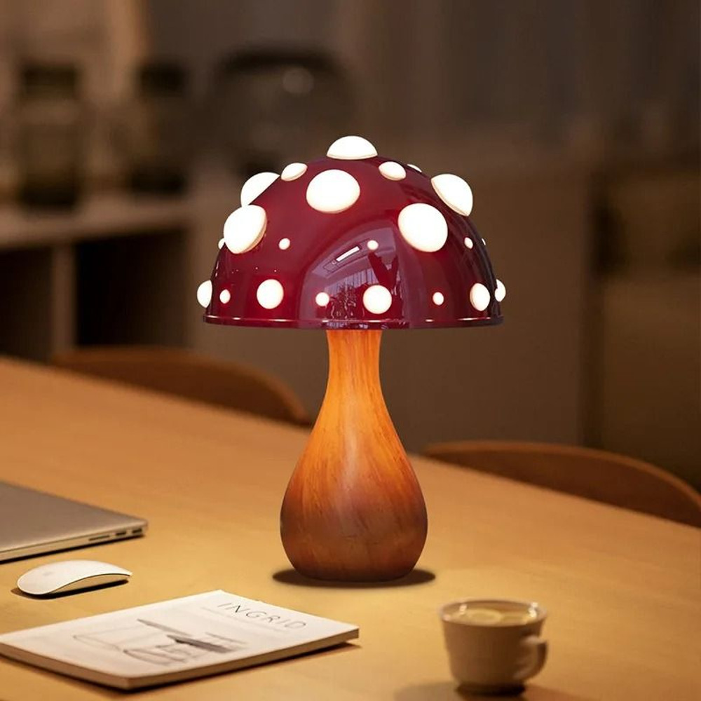 Shiitake Mushroom LED Desk Lamp With USB Or AC Power Tricolor Lighting Biomimetic Night Light For H 2