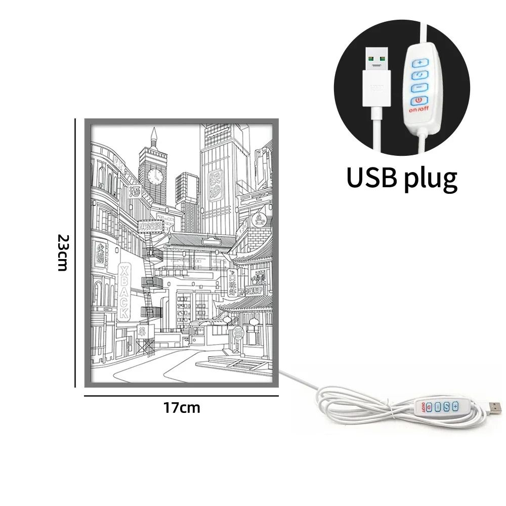LED City Night View Light Painting With USB Power Dimming HD Wall Art For Bedroom Living Room Roman 6