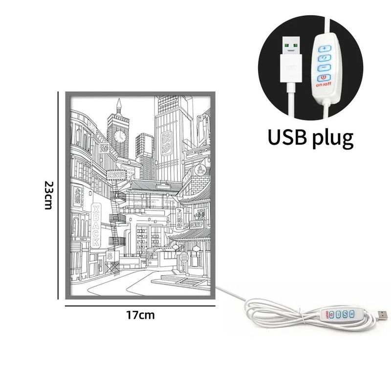 LED City Night View Light Painting With USB Power Dimming HD Wall Art For Bedroom Living Room Roman 6