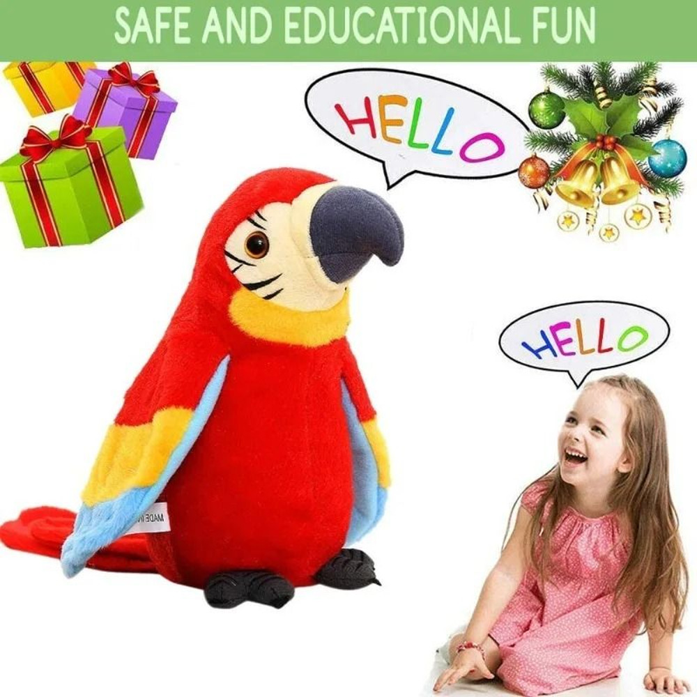 Talking Parrot Plush Toy With Repeating Voice Feature Animated Macaw Bird For Kids Interactive Play 0