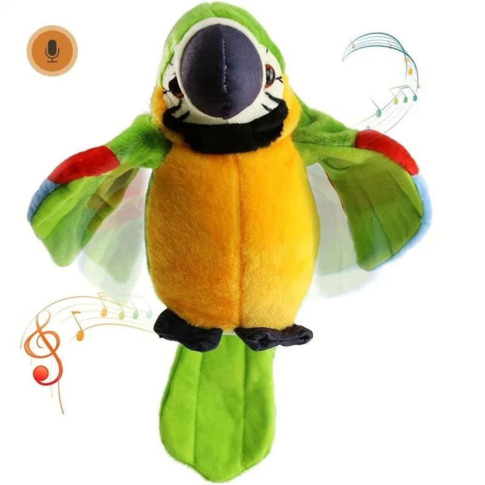 Talking Parrot Plush Toy With Repeating Voice Feature Animated Macaw Bird For Kids Interactive Play 4