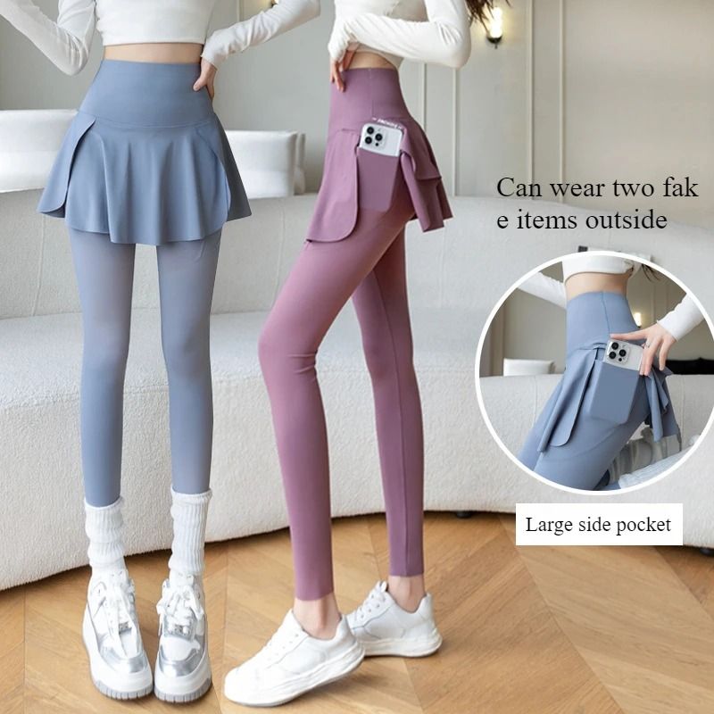 High Waist Seamless Womens Fitness Leggings With Pocket And Fake Two Piece Hip Lifting Design For Y 0