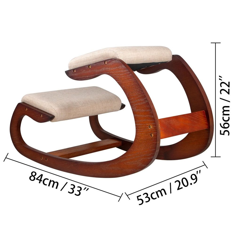 Ergonomic Kneeling Rocking Chair With Thick Cushion And Wood Frame For Home Office Posture Support 8