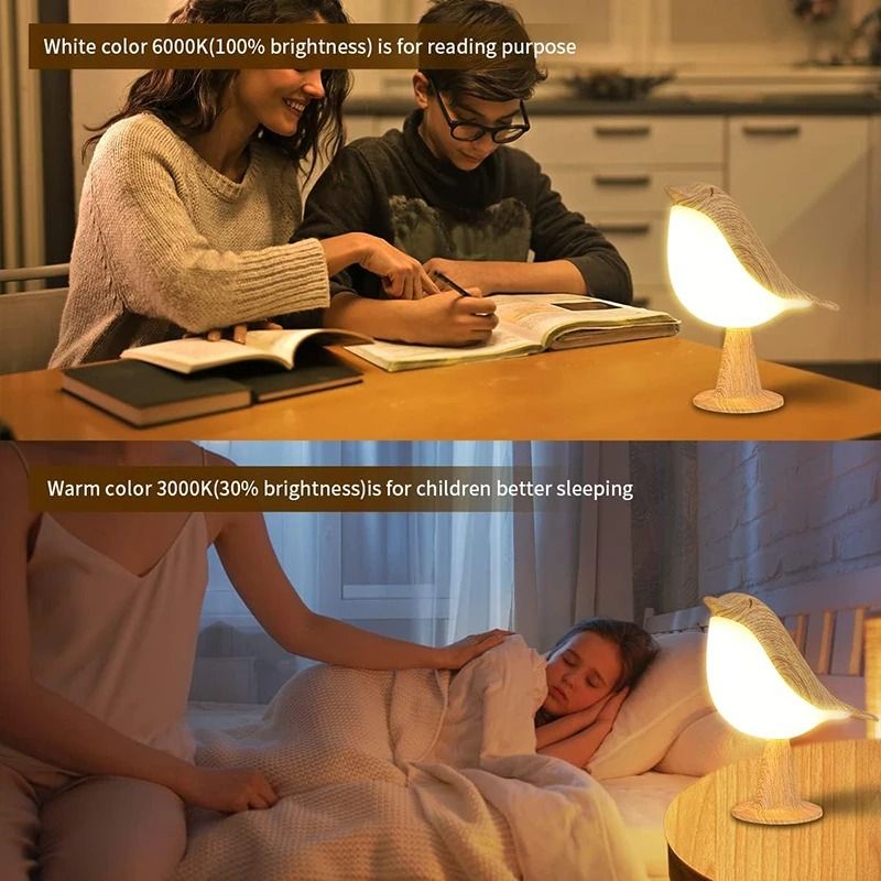 Bird Shaped LED Touch Night Light With Rechargeable Battery And 3 Colors For Bedroom Desk Or Bedsid 2