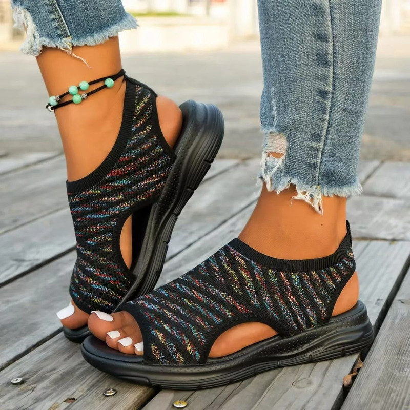 Plus Size Mesh Platform Sandals For Women Lightweight Open Toe Wedge Summer Shoes For Casual Walkin 4