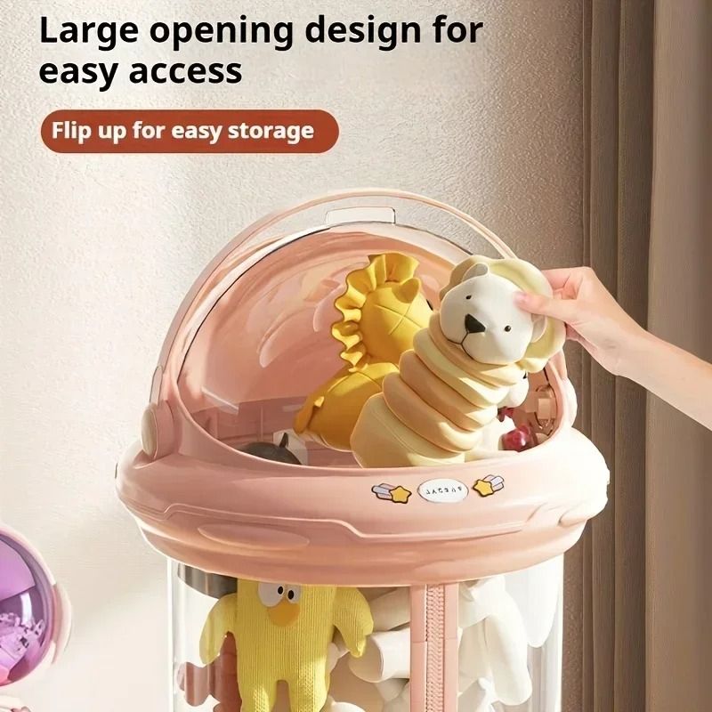 Astronaut Plush Toy Storage Box With Transparent Front Zipper Lid For Kids Stuffed Animal Or Toy Ro 1