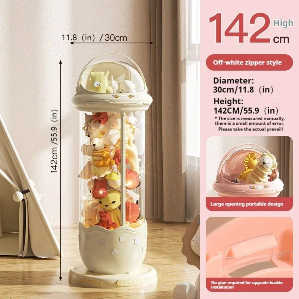 Astronaut Plush Toy Storage Box With Transparent Front Zipper Lid For Kids Stuffed Animal Or Toy Ro 9