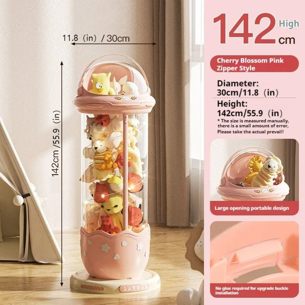 Astronaut Plush Toy Storage Box With Transparent Front Zipper Lid For Kids Stuffed Animal Or Toy Ro 10