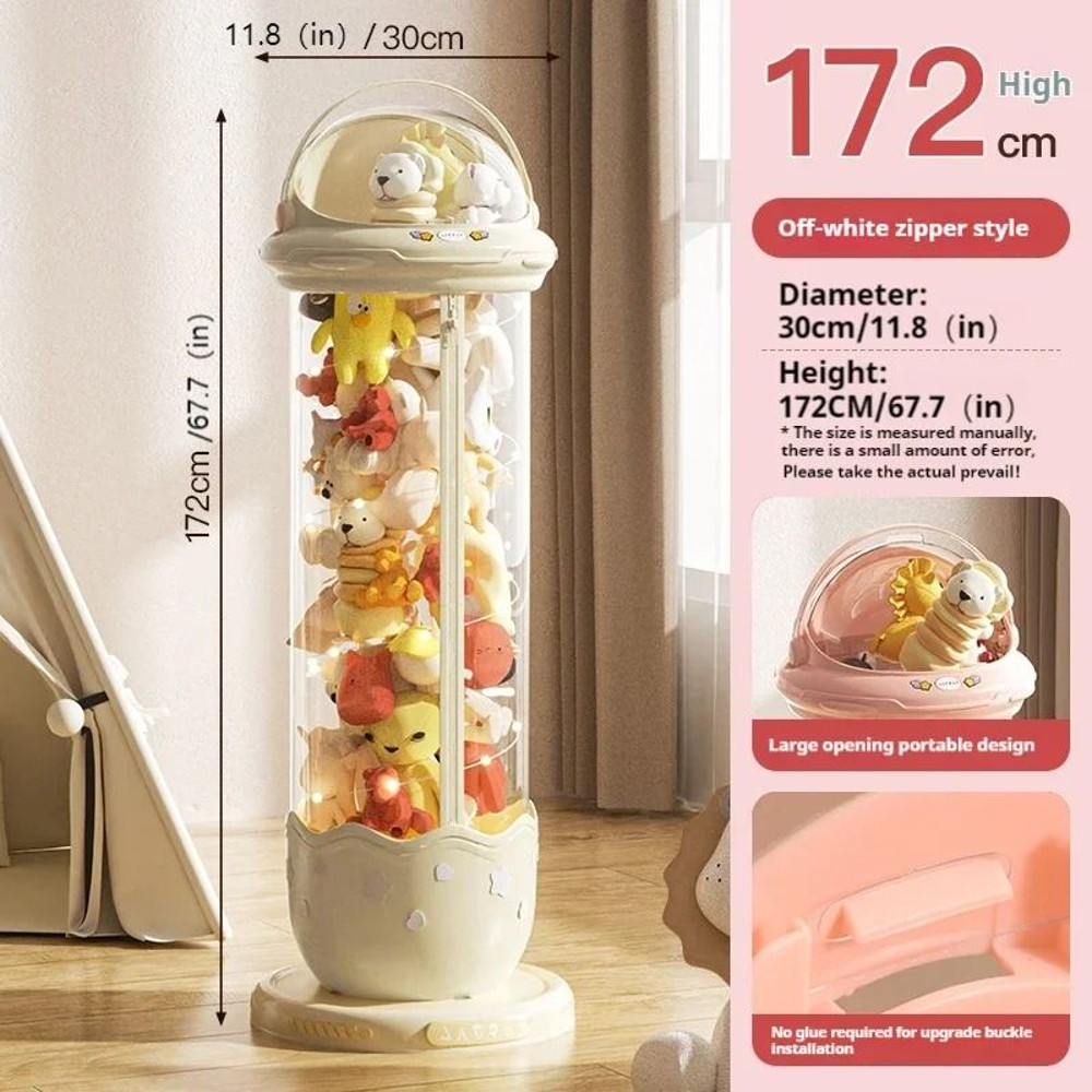 Astronaut Plush Toy Storage Box With Transparent Front Zipper Lid For Kids Stuffed Animal Or Toy Ro 6