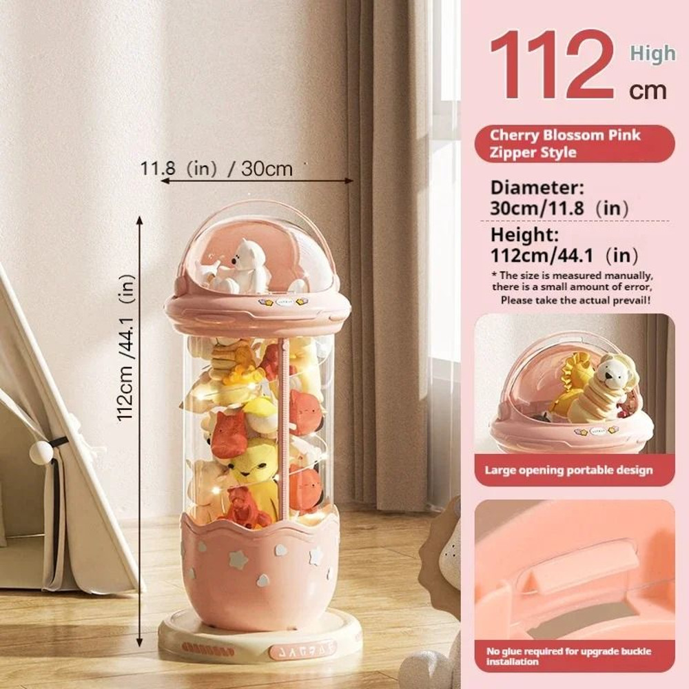 Astronaut Plush Toy Storage Box With Transparent Front Zipper Lid For Kids Stuffed Animal Or Toy Ro 8