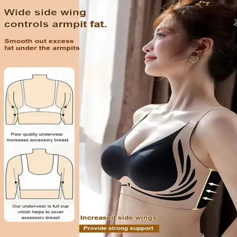 Seamless Wireless Push Up Bra With Adjustable Straps Full Coverage Anti Sagging Supportive Underwea 2