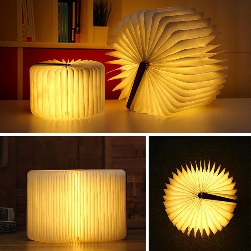 LED Foldable Wooden Book Lamp With USB Rechargeable Light For Bedroom Bedside Or Holiday Gift Decor 2