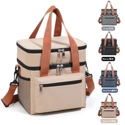 double layer cooler lunch bag with shoulder strap for men and women large capacity tote for work travel or picnic