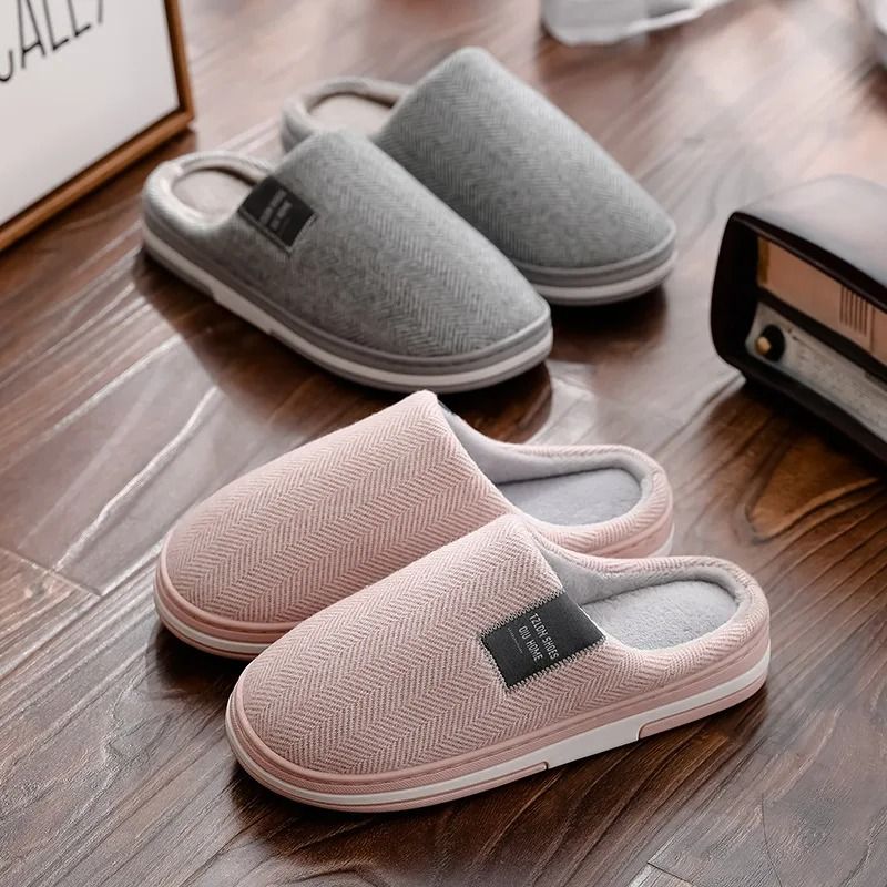 Winter Cotton Slippers For Men And Women Non Slip Indoor Slides Plush Warm Couple Flats Shoes 2