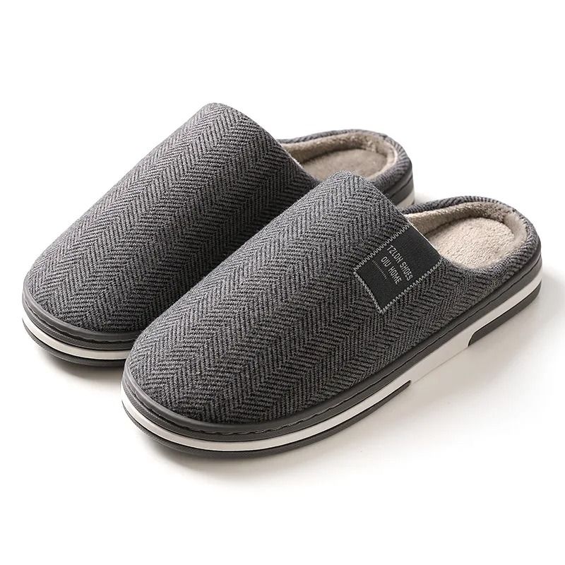 Winter Cotton Slippers For Men And Women Non Slip Indoor Slides Plush Warm Couple Flats Shoes 7