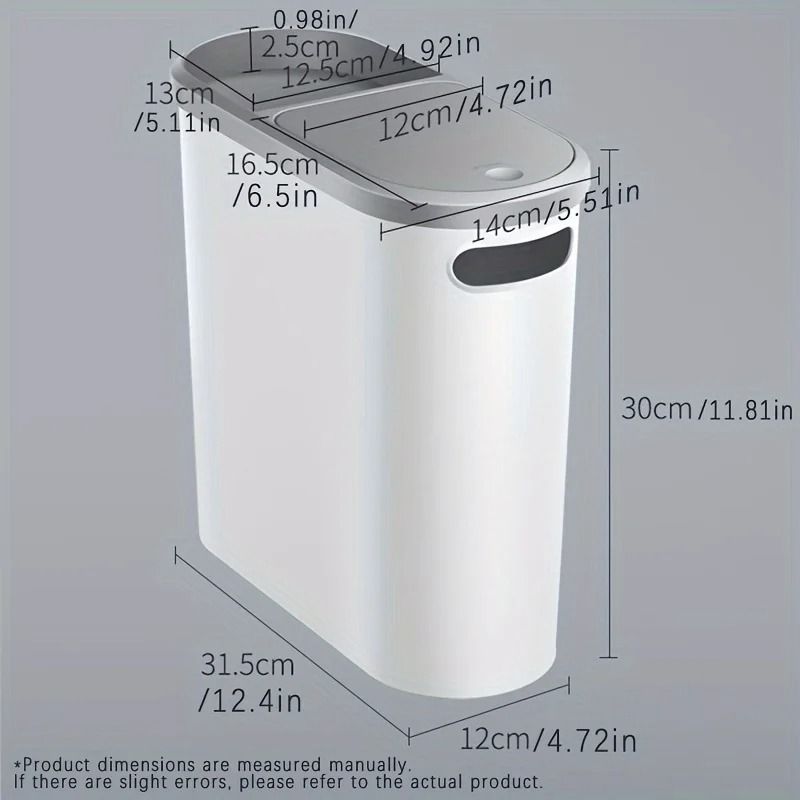 Slim 10L Press Lid Bathroom Trash Can With Lid For Kitchen Bedroom Gap Storage Waste Bin With Space 2