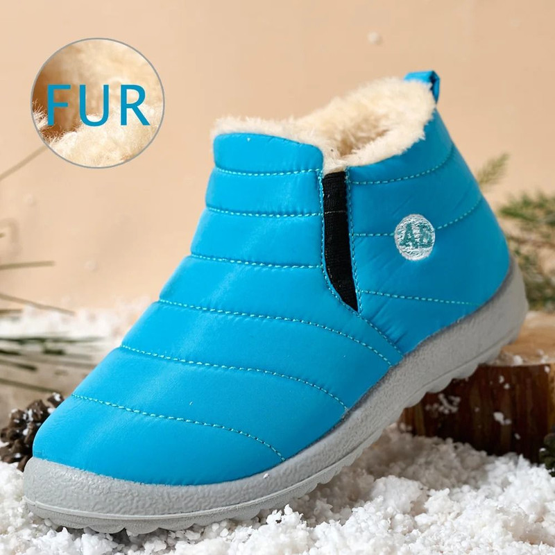 Waterproof Winter Children Snow Boots With Fur Lining NonSlip Cotton Plush Warm Shoes For Girls And 0