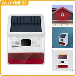 wireless solar outdoor siren alarm with sound and flash for home security systems