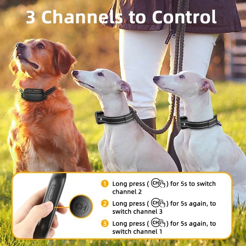 Rechargeable Waterproof Dog Training Collar With Remote Vibration And Shock Modes For Bark Control 5