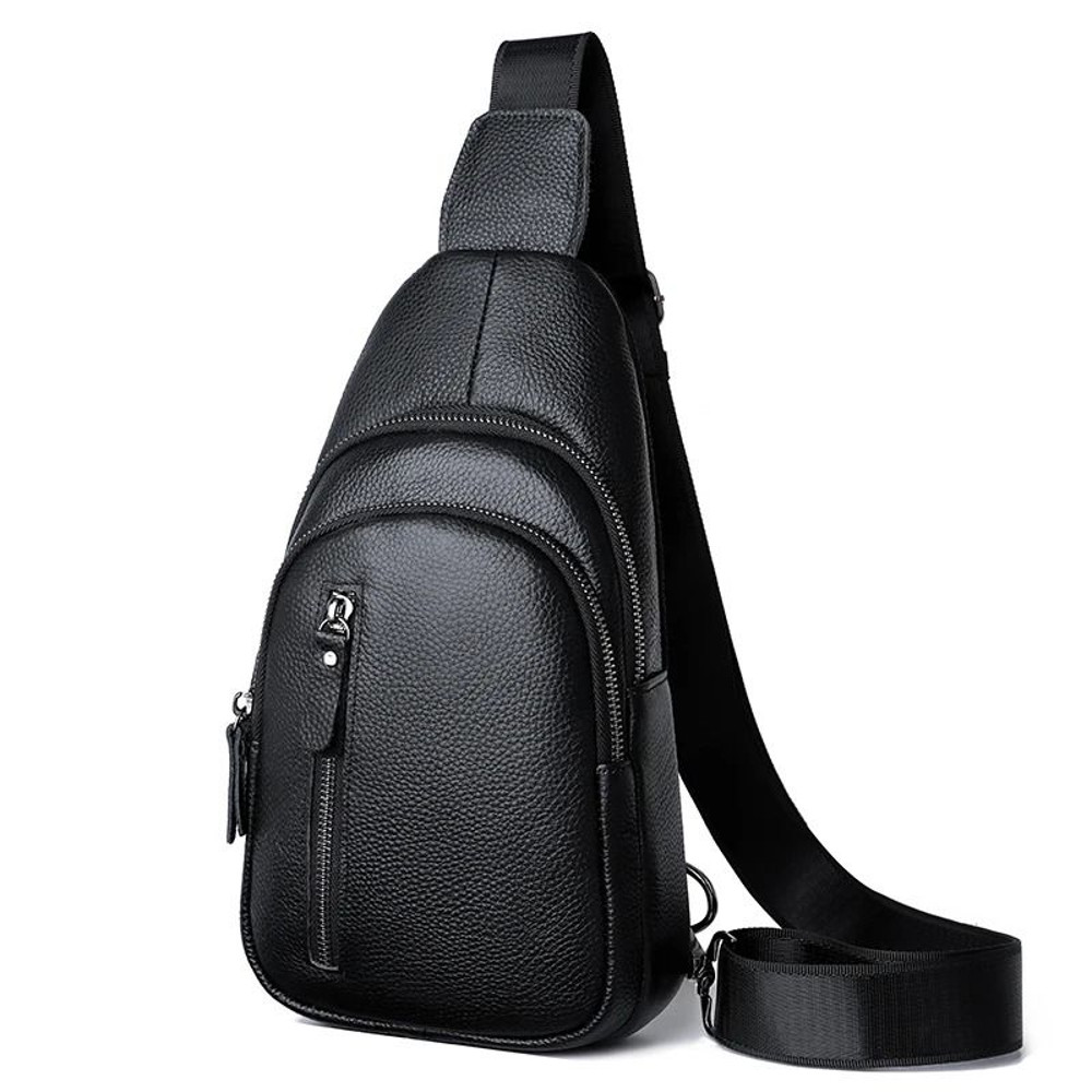 Mens Genuine Leather Crossbody Chest Bag With Adjustable Strap For Daily Travel And Casual Use 7