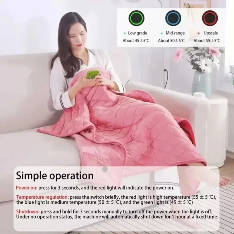 USB Heated Blanket Winter Shawl Washable Electric Body Warmer 2