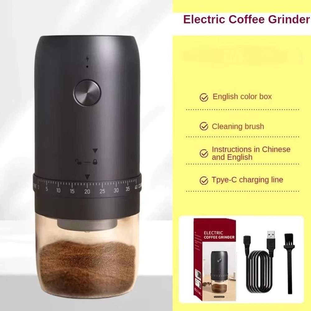 Electric Coffee Grinder With Adjustable 40 Gears And Rechargeable Battery 6