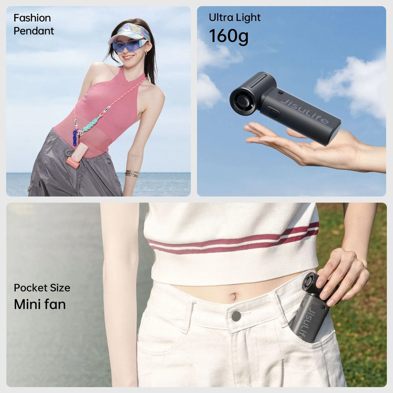 JISULIFE Handheld Turbo Fan With 5 Speeds And USB Rechargeable Power 5