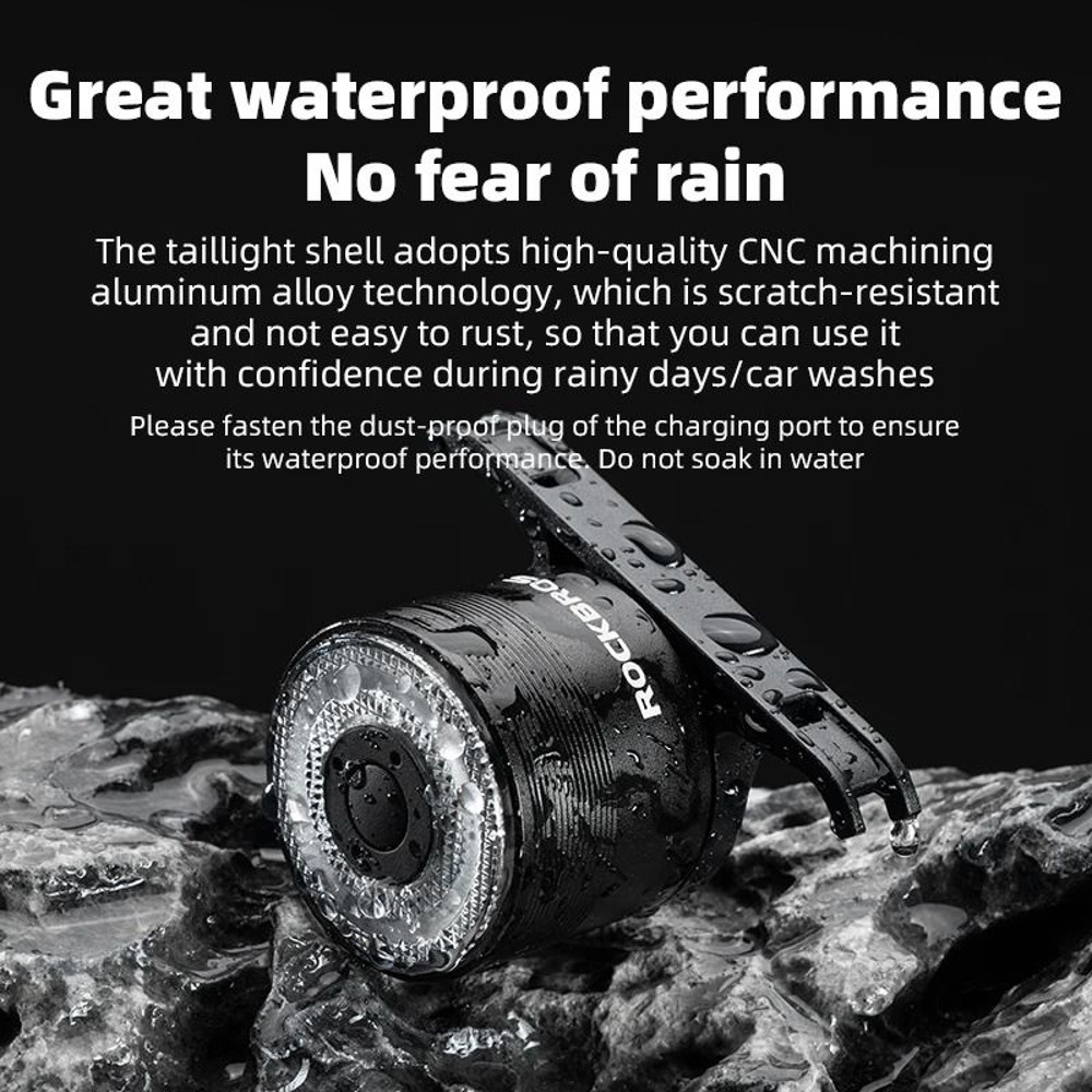 ROCKBROS Smart Brake Sensing Rear Bike Light With USB C And Waterproof Design 4